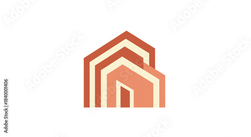 Abstract Geometric Graphic of Dwellings in Earthy Tones for Various Design Needs