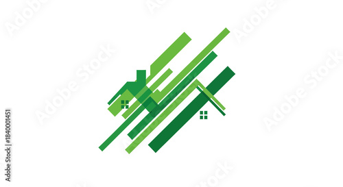 Abstract Geometric Green House Logo Design Concept for Real Estate and Property Solutions