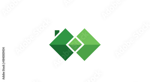 Abstract Geometric Green House Logo Design Reflecting Harmony and Sustainability Symbol