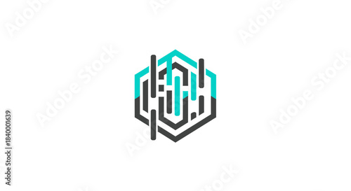 Abstract Geometric Hexagon Emblem Infused With Modern Elements On White Background
