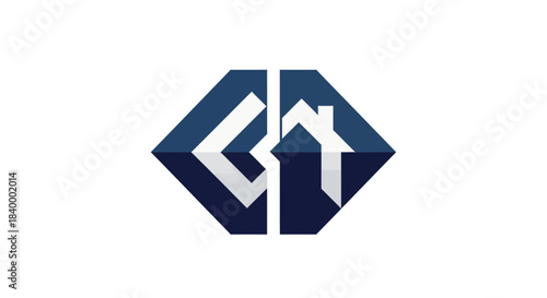 Abstract Geometric House Symbol Suggesting Home Improvement And Real Estate Services