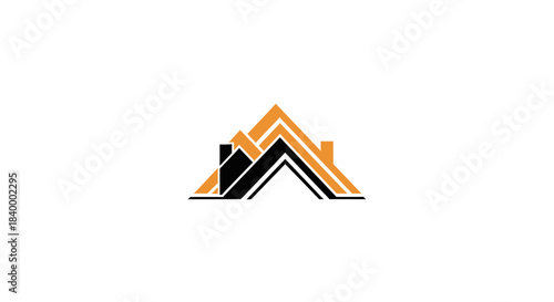 Abstract Geometric Illustration House Logo Design in Bold Black And Orange Colors