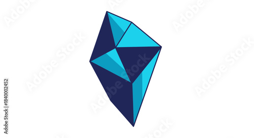 Abstract Geometric Illustration Of A Shimmering Crystal on a White Background Visual