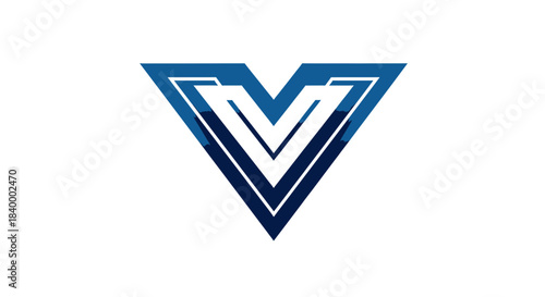 Abstract Geometric Illustration Of A Stylish Blue Letter V Logo On White Background