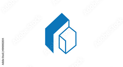 Abstract Geometric Illustration Of Modern Design With Blue And White Geometric Elements