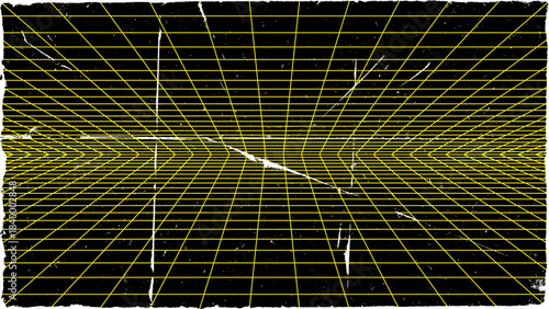 3D wireframe perspective grid room template design vector illustration background. Empty three dimensional virtual room perspective wireframe grid geometric sketch. Cyber virtual line interior frame
