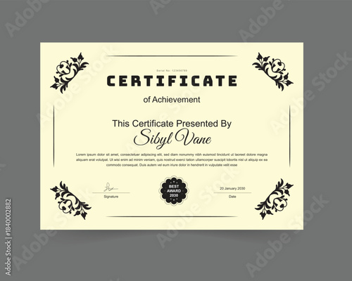 Elegant Achievement Certificate Template Design