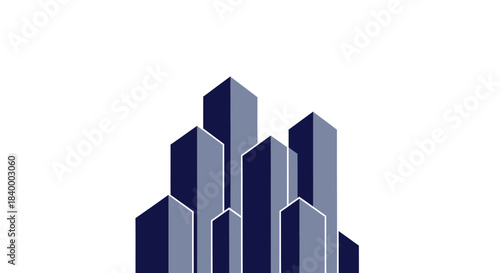Abstract Geometric Illustration of Urban Skyline High-Rise Buildings on White Background
