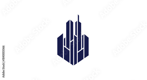 Abstract Geometric Illustration of Urban Skyline Silhouette on White Background