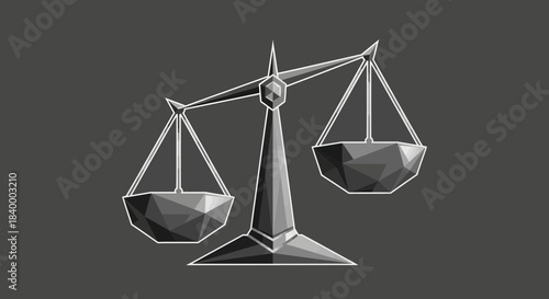 Abstract Geometric Law Scale Icon, Justice Balance Concept in Simplistic Style