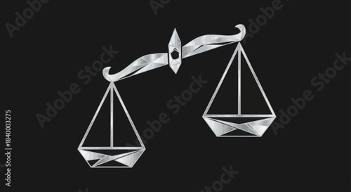 Abstract Geometric Law Scales On Black Background Representing Justice And Impartiality