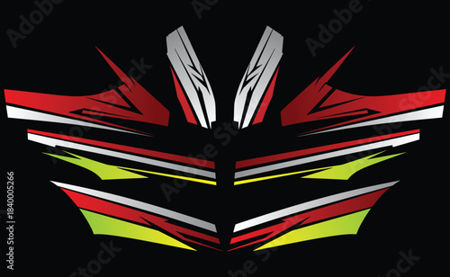 Red and green racing stripe decal vector graphic for vehicle custom design