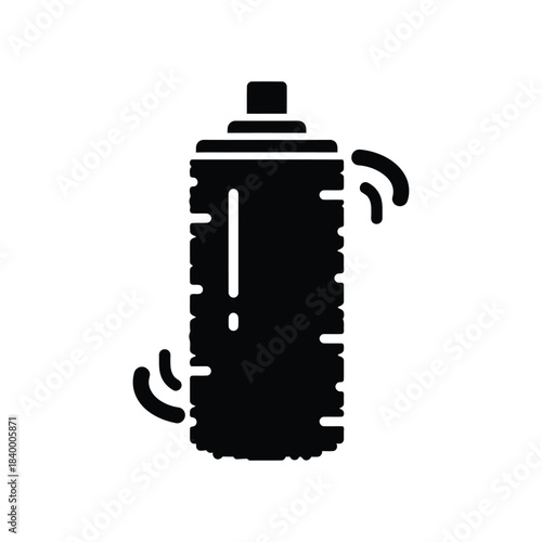 Black glyph icon of an aerosol spray paint can being shaken, ready for artistic use