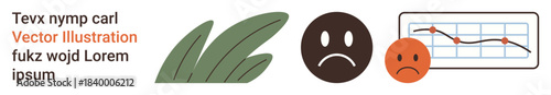 Economic downturn, emotional responses, business analytics, financial loss, market trends, stock market. Sad faces and a declining graph. Economic downturn and financial loss concept