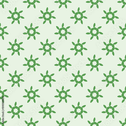 Geometric Floral Leaf SEAMLESS PATTERN vector– Green Repeat Motif for Wallpaper, Fabric & Digital Design
