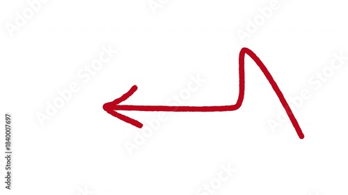 Animated Red Cartoon Arrow Mark. Hand Drawn Ink Effect Directional Pointer to Highlight Important Objects and Key Information