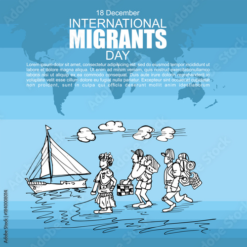 International Migrants Day, Poster and banner vector