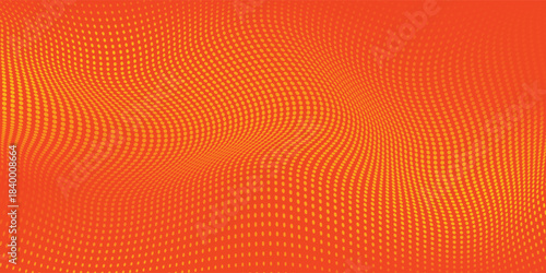 Orange halftone dots, abstract pattern with dark and bright gradient background. digital technology style wall texture ,cartoon or pop art. eps 10