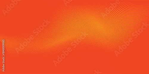 Design orange halftone dots, abstract pattern with dark and bright gradient background. digital technology style wall texture ,cartoon or pop art.