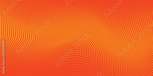 Abstract orange halftone dots, abstract pattern with dark and bright gradient background. digital technology style wall texture ,cartoon or pop art.
