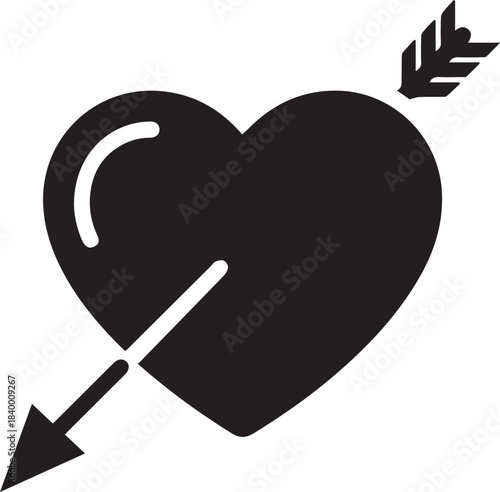 Black heart pierced by an arrow graphic symbol