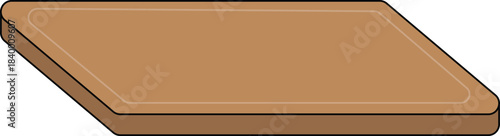 Simple vector illustration of a brown wooden cutting board in an angled perspective.