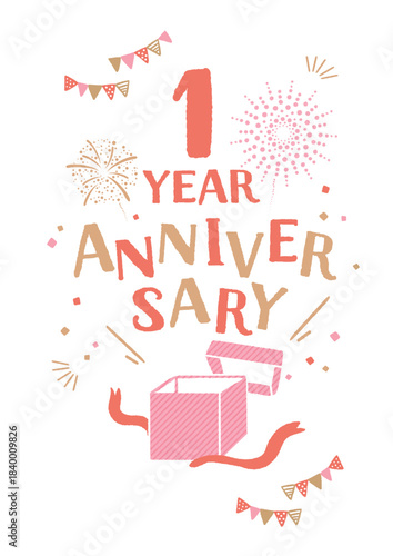 周年記念のかわいいポスター風手描きイラスト