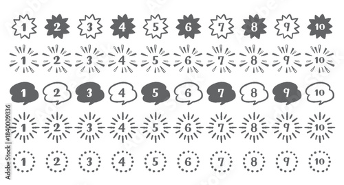 手描きの数字のアイコンイラスト　