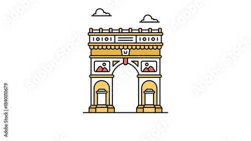 Modern icon of arc de triomphe, a famous paris monument
