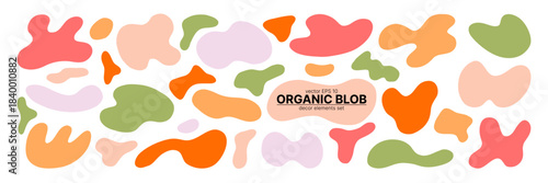 Colorful Organic Soft Blob Shape Kit. Different Round Form Set. Abstract Blob Figure Bundle. Hand Drawn Vector Illustration