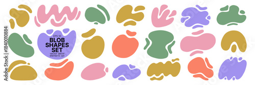 Kids Organic Soft Blob Shape Kit. Different Round Form Set. Abstract Blob Figure Bundle. Hand Drawn Vector Illustration