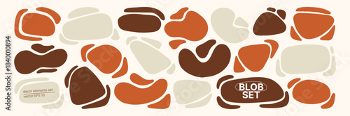 Minimal Organic Soft Blob Shape Kit. Different Round Form Set. Abstract Blob Figure Bundle. Hand Drawn Vector Illustration