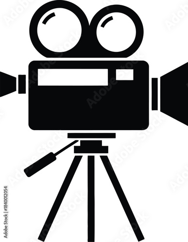 Modern minimalist digital camera silhouette isolated on transparent background