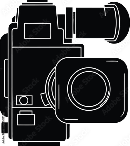 Detailed camera silhouette isolated on transparent background