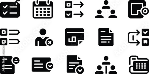 User Profile And Business Team Silhouette Icon Set.