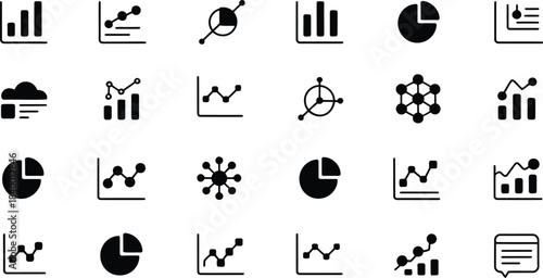 cybersecurity silhouette icon set, bold minimal lock and shield symbols, digital protection vector pack.