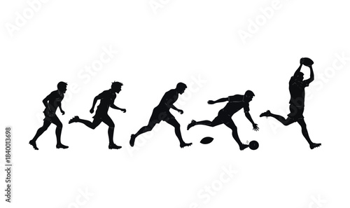 Football Player Silhouette Set — Dynamic Soccer Action Poses Vector Collection