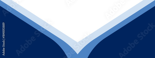 Modern abstract blue banner with layered curved shapes and a bright white center, ideal for corporate presentations, business templates, marketing materials, and clean design layouts.