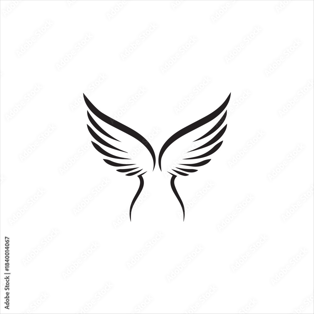 Fototapeta premium Minimalist curved wings forming elegant female silhouette with organic symmetry On white Background Vector illustration