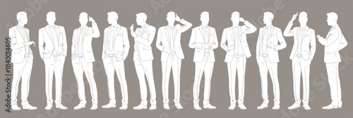 Silhouette Business Group: A cohesive collective of individuals, united in their professional pursuits, presented in an elegant silhouette formation.