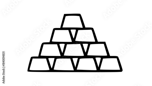 Minimalist graphic illustration of a pyramid of stacked ingots, symbolizing wealth and success.