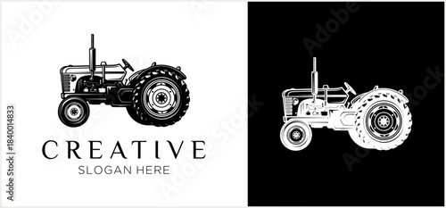 Vintage Tractor Logo Design for Agricultural and Farming Businesses.