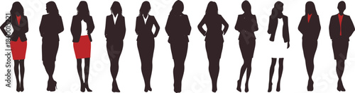 Sophisticated Silhouettes: A collection of elegant women's silhouettes showcasing the refined aesthetics of professionalism and fashion.