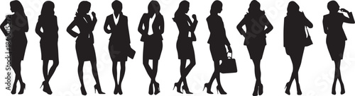 Elegant Silhouette Collection: A sophisticated collection of silhouettes captures the essence of diverse professionals and their dynamic elegance. This striking composition offers a timeless visual.