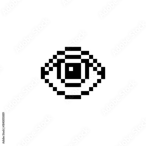Pixel eye icon, retro 8-bit. Suitable for UI elements, game interfaces, emotion indicators, chat systems, and digital design.