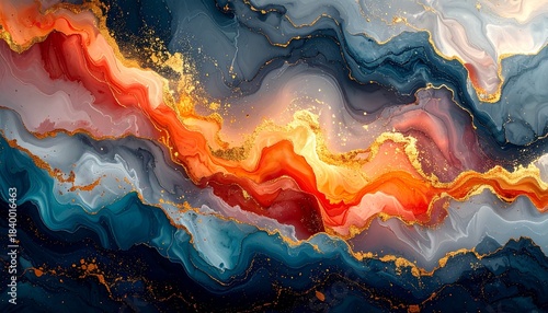 高級感ある金色の金箔と黒背景の抽象的な大理石風背景素材