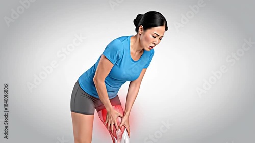 Woman Experiencing Pain in Her Leg While Holding Her Knee in Painful Position