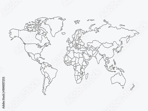 World Map Outline with Country Borders