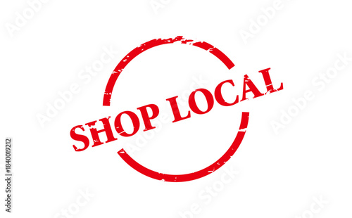 SHOP LOCAL - SHOP LOCAL text written on Red Rubber Stamp
