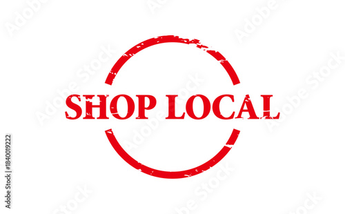 SHOP LOCAL - SHOP LOCAL text written on Red Rubber Stamp
